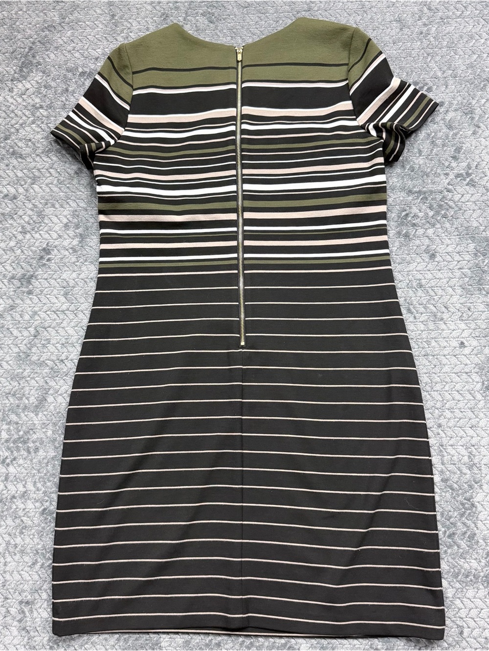 Calvin Klein Striped Sheath Dress Olive Green and Black Size 10 - Picture 2 of 10